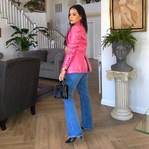 vintage pink pleather blazer